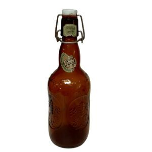 Old German Beer Bottle Grolsch Brown Porcelain Swing Top Barware Hop Ale Brew